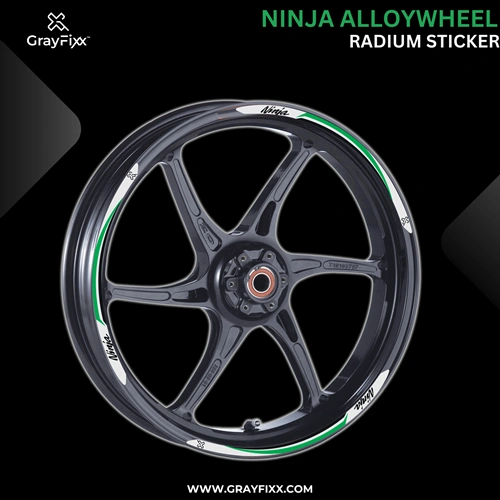 Alloy Wheel Radium Sticker for Ninja | Made in Premium Radium with FPF (Fade Protection Film), Waterproof, Precut Sticker, Pack Of 12